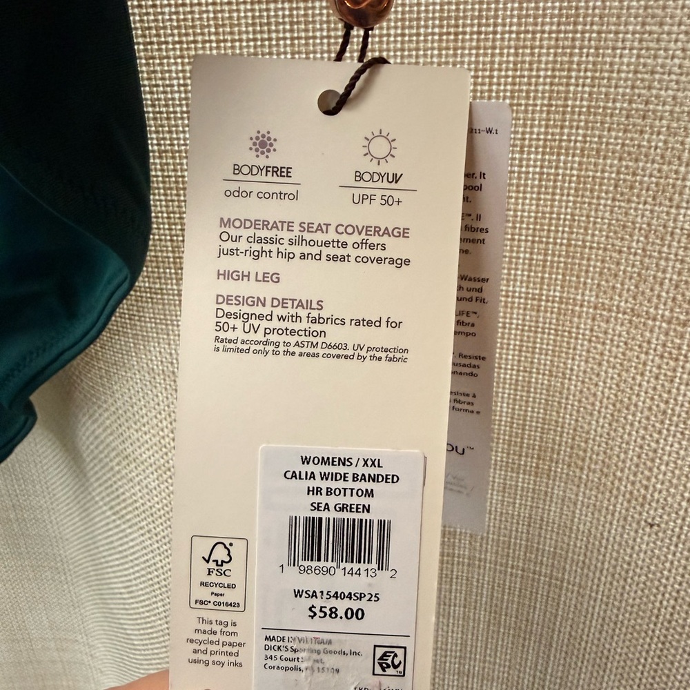 CALIA Wide Banded High Rise High Leg Swim Bottoms Sea Green Sz XXL NWT - Picture 10 of 11